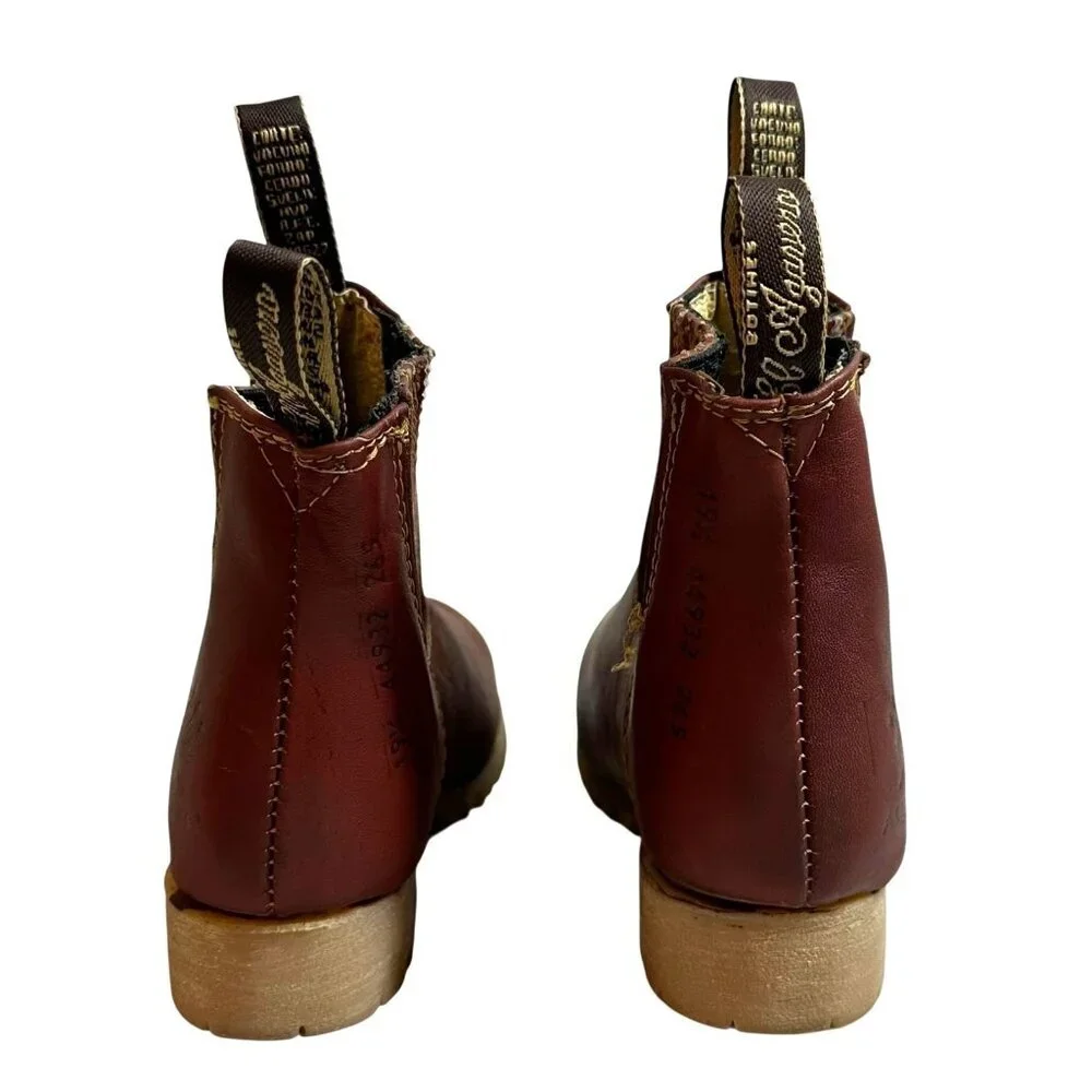 El Agavero Brown Leather Farm Ranch Boots Lug Sole Kids US size 13 Mexican 19.5